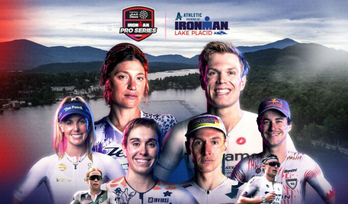 Montage of female and male triathletes