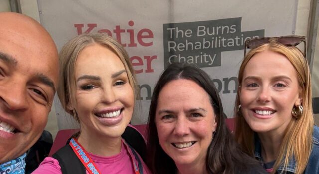 Katie Piper to take on fundraising challenge 4 people pose for a selfie