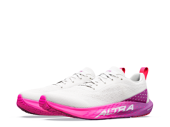Altra launches Vanish Pulse for road running White running shoes with a high drop bright pink sole