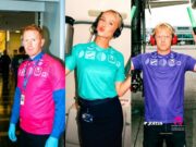Joma sponsors European Athletics Championships Montage of three people each wearing a colourful Joma tshirt