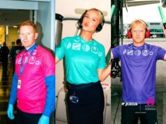 Joma sponsors European Athletics Championships Montage of three people each wearing a colourful Joma tshirt