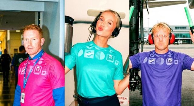 Joma sponsors European Athletics Championships Montage of three people each wearing a colourful Joma tshirt