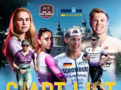 Laura Philipp headlines field at IRONMAN Kalmar Montage of six triathletes over a city landscape.