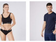 Reebok reveals AW26 underwear Woman in black crop top and knickers, man in navy tshiirt and navy pants