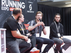 International Running Expo preview 4 speakers sit on a stage chatting