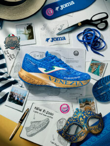 Blue and orange running shoe