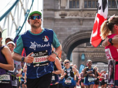 From Half Mara to London Marathon: Tim Goule’s Story Man runs over Tower Bridge amongst lots of other runners.