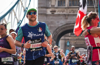 From Half Mara to London Marathon: Tim Goule’s Story Man runs over Tower Bridge amongst lots of other runners.