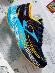 Black and blue running shoe
