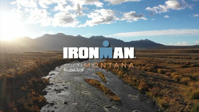 Ironman Montana logo over a flat prairie type landscape